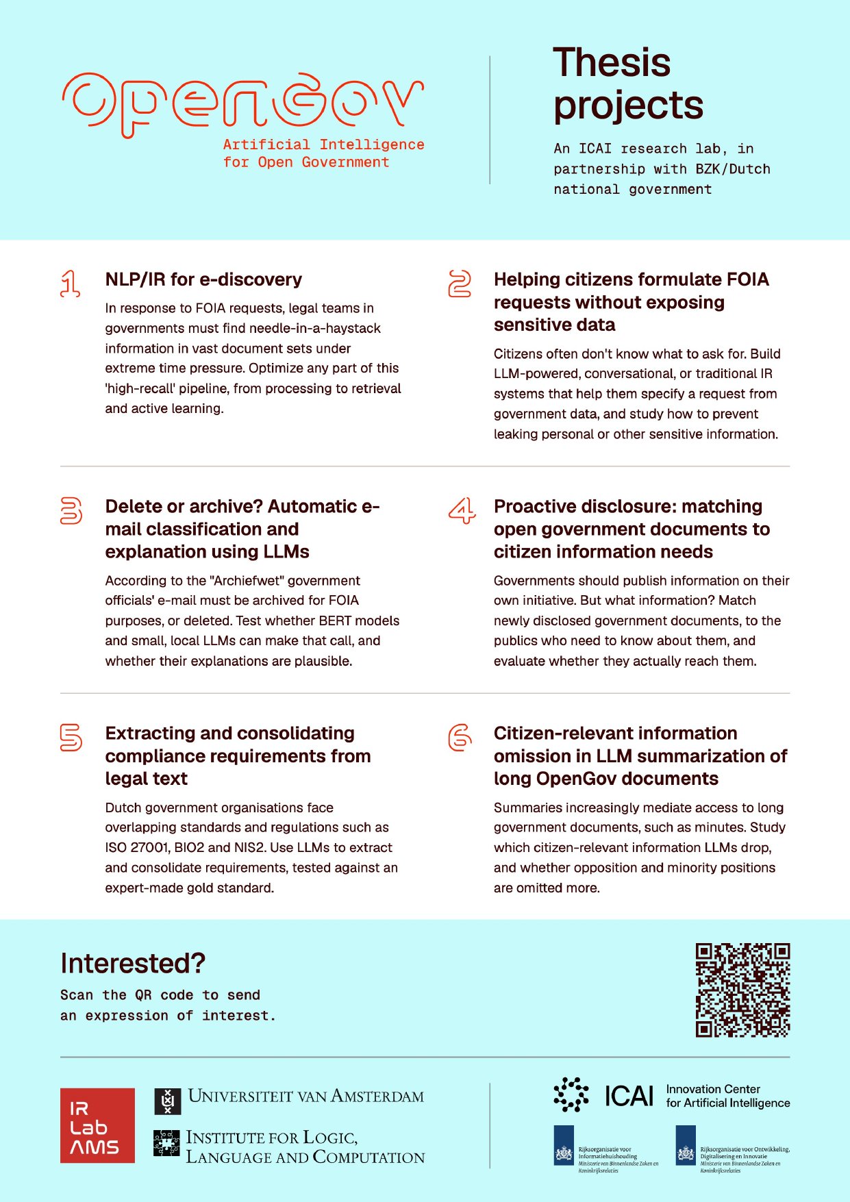 OpenGov Lab thesis projects flyer